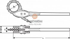 Размеры ключа цепного трубного с двойными губками Super-Ego 12"