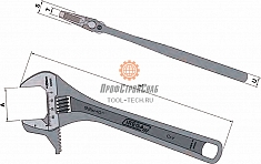 Размеры разводного ключа с реверсивной губкой Irega 92WR-8"